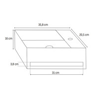 Fontein BWS Veroni met Handdoekhouder Solid Surface Mat Zwart (kraangat rechts)
