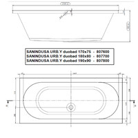 Badpaneel 180 cm toebehoren Ligbad Sanindusa Urb.y 180x80 cm Acryl Wit
