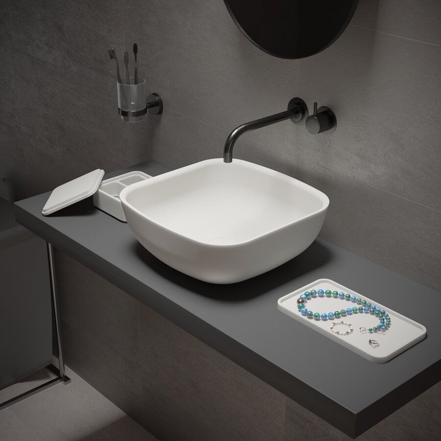 Opbouw Waskom Ideavit Solidpool 35x35x13 cm Solid Surface Mat Wit