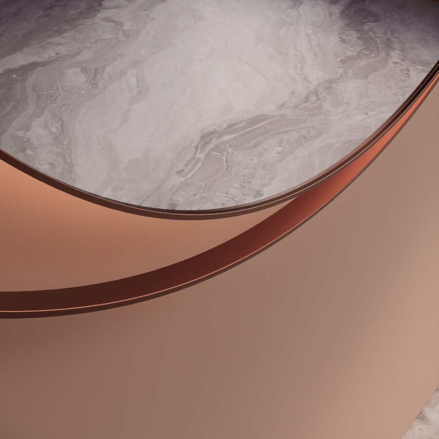 Spiegel Gliss Design Kosmos Koper Rose Rond met Frame en Indirecte LED Verlichting 100 cm