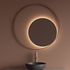 Spiegel Gliss Design Kosmos Mat Goud Rond met Frame en Indirecte LED Verlichting 100 cm