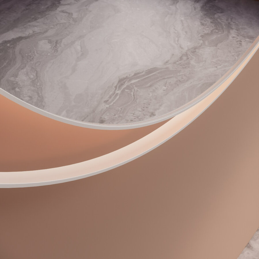 Spiegel Gliss Design Kosmos Mat Wit Rond met Frame en Indirecte LED Verlichting 100 cm