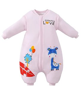 Deryan Baby Winter Sleeping Bag with Removable Sleeve - Pink - Giraffe