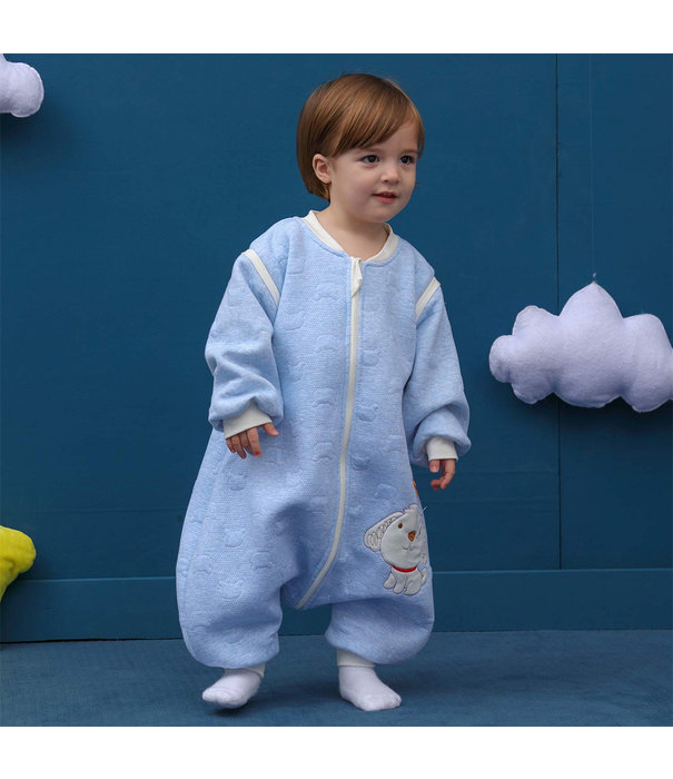 Deryan Baby Winterschlafsack mit abnehmbaren Ärmeln - Blau - Hund