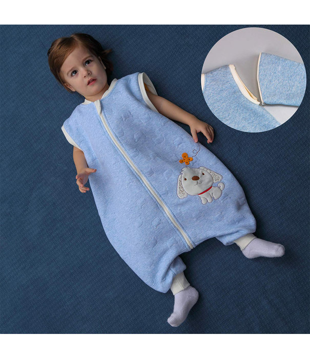 Sac de couchage d'hiver pour bébé Deryan avec manchon amovible - Bleu - Chien