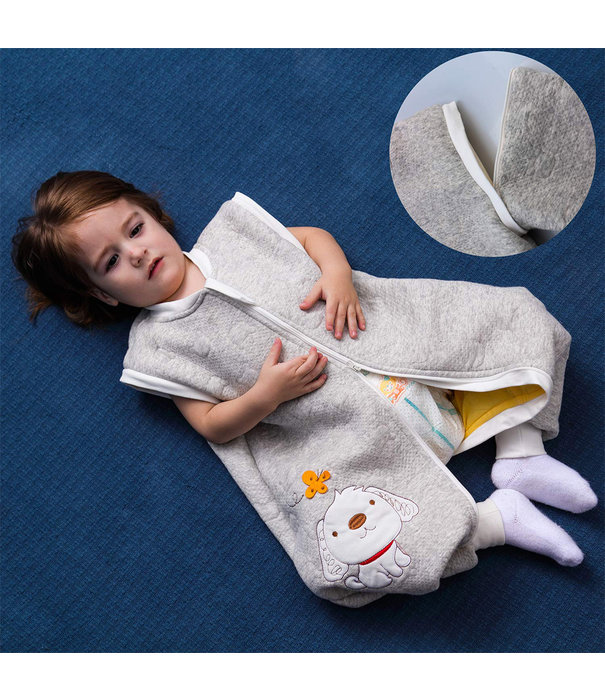 Deryan Baby vinter sovepose med aftageligt ærme - Grå - Hund