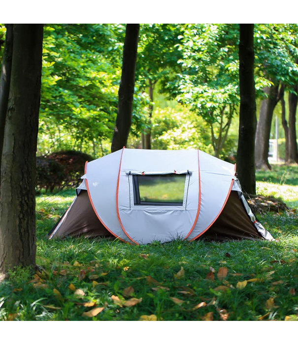 Fly Lab Luxury Pop Up Zelt – Campingzelt – Grau/Orange – 4 Personen
