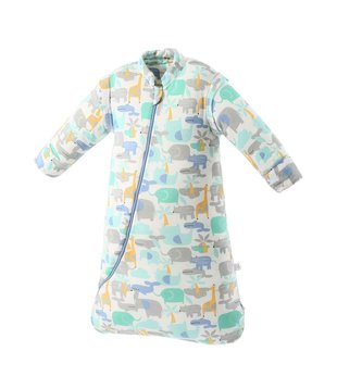 Deryan Baby Winterschlafsack mit abnehmbarem Ärmel 70cm - Weiß - Tiere