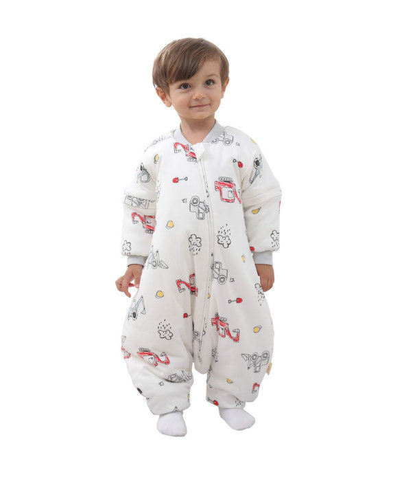 Saco de dormir de invierno para bebés Deryan con funda extraíble - Blanco - Vehículos