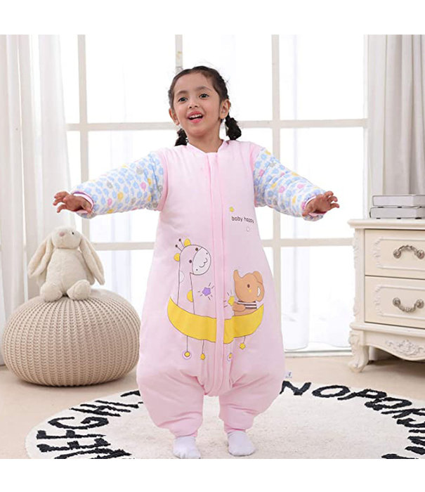 Deryan Baby Vinter sovepose med lynlås - Pink - Giraf/Olfant