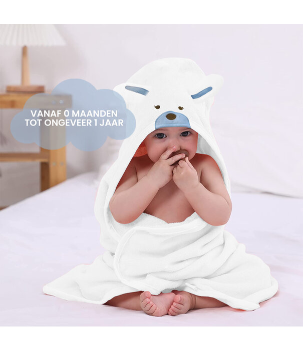 Manta de forro polar para bebé multifuncional Fly Lab con capucha - Manta envolvente - 75x100 cm - Conejo - Azul