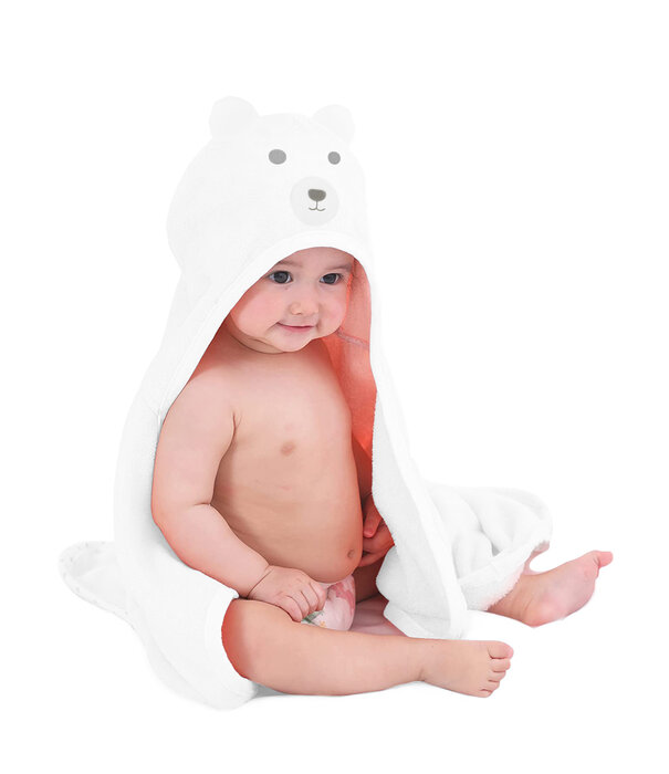 Fly Lab Multifunktionelt Baby Fleece Tæppe med hætte - Svøb - Tæppe 75x100 cm - Isbjørn