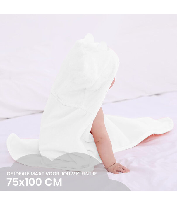 Couverture en molleton pour bébé multifonctionnelle Fly Lab avec capuche - Couverture enveloppante - 75x100 cm - Ours polaire
