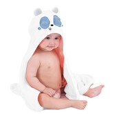 Couverture en molleton pour bébé multifonctionnelle Fly Lab avec capuche - Couverture enveloppante - 75x100 cm - Panda - Bleu