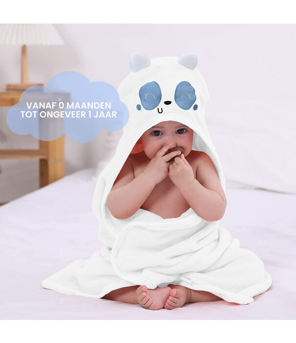 Fly Lab Multifunctional Baby Fleece Blanket with Hood - Swaddle Blanket - Blanket 75x100 cm - Panda - Blue