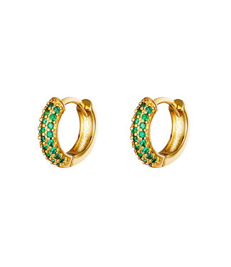 Gold Desire Hoops Earrings / Green