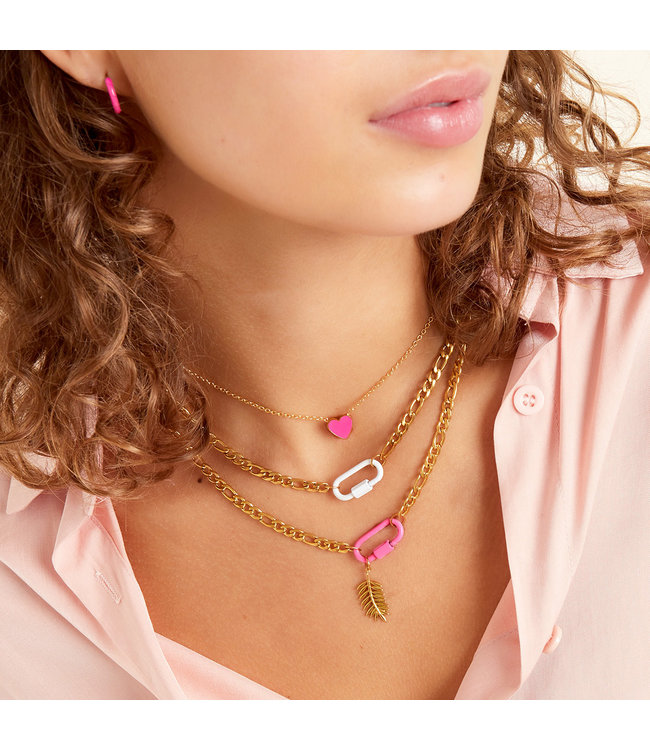 Colored Lock Necklace / White