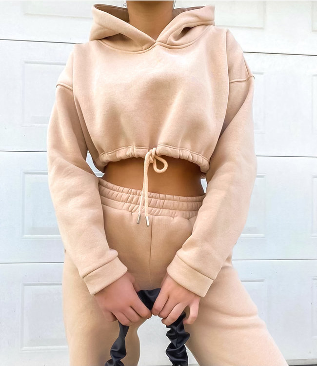 Cropped Two Piece Set / Beige