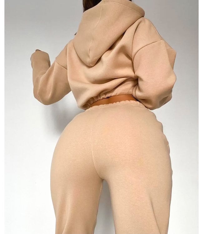 Cropped Two Piece Set / Beige