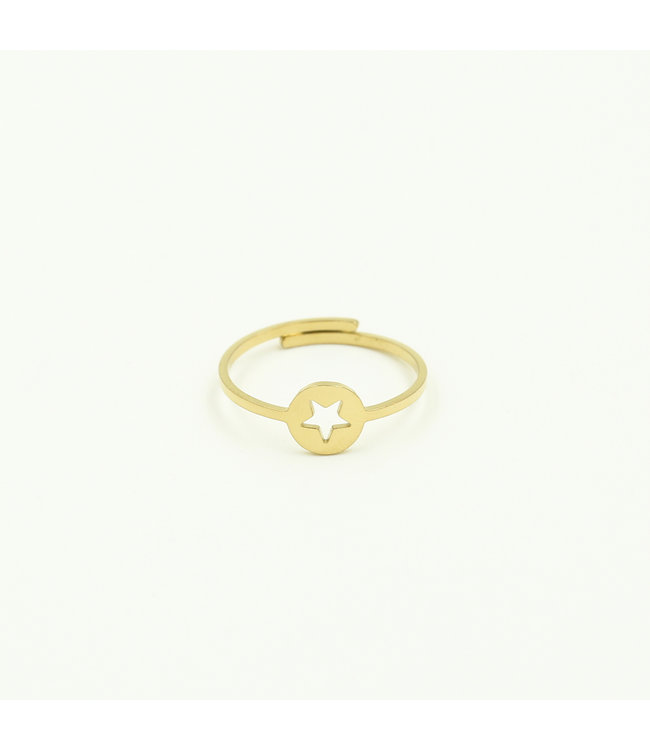 Gold Open Star Coin Ring