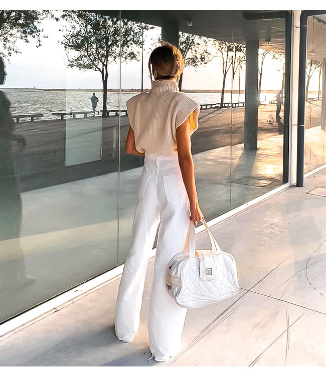 Knit Turtleneck Top / Beige