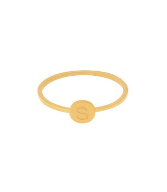 Gold Initial Coin Ring