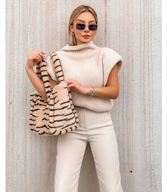Knit Turtleneck Top / Beige