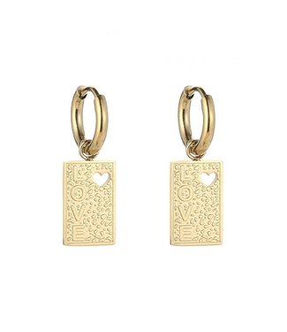 Gold Love Tag Earrings