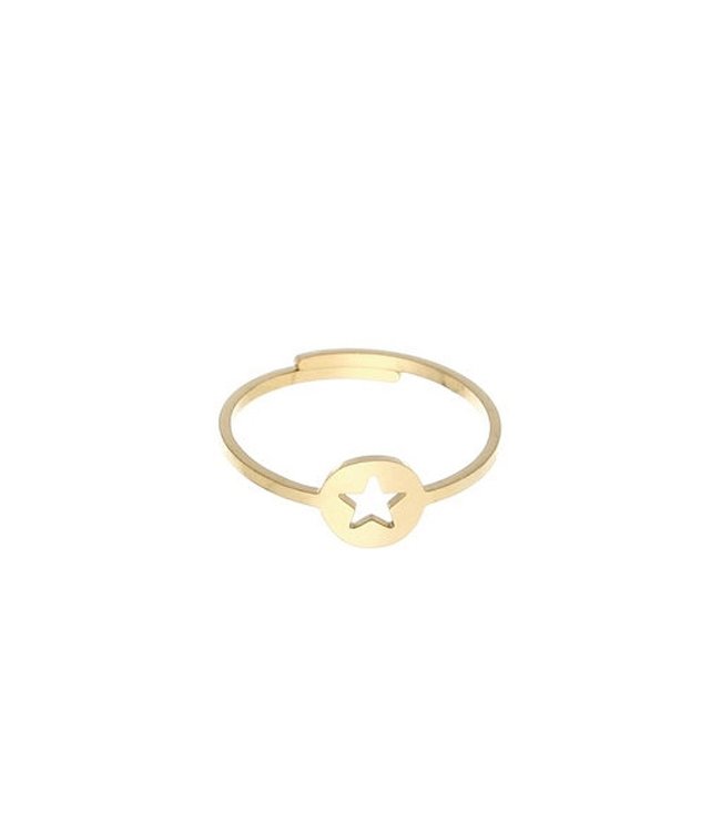 Gold Open Star Coin Ring