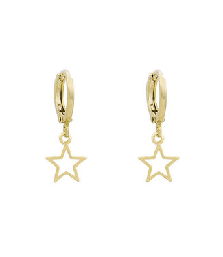 Gold Open Star Earrings