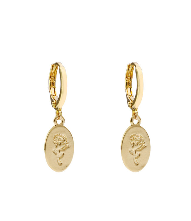 Gold Rose Amulet Earrings