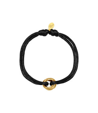 Gold Satin Knot Bracelet / Black