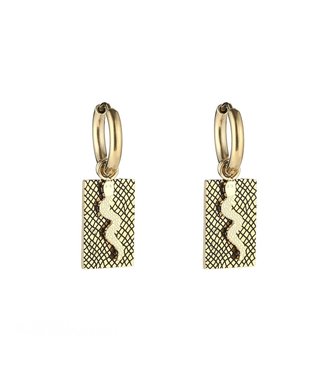 Gold Snake Tag Earrings