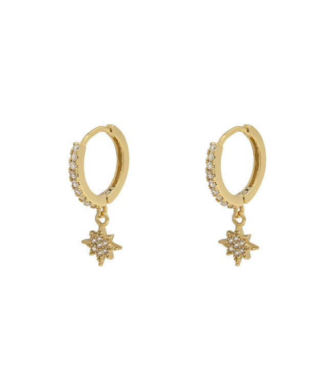 Gold Zirconia Star Earrings