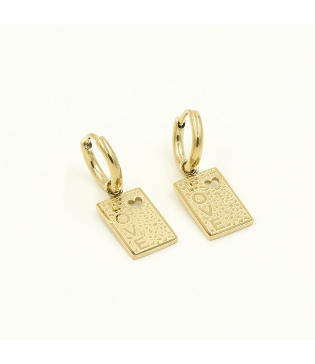 Gold Love Tag Earrings