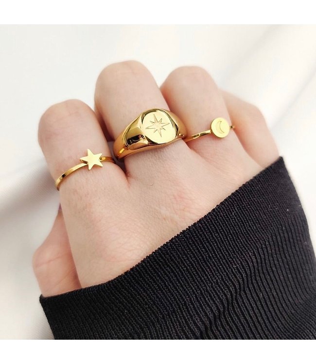 Gold Moon Coin Ring