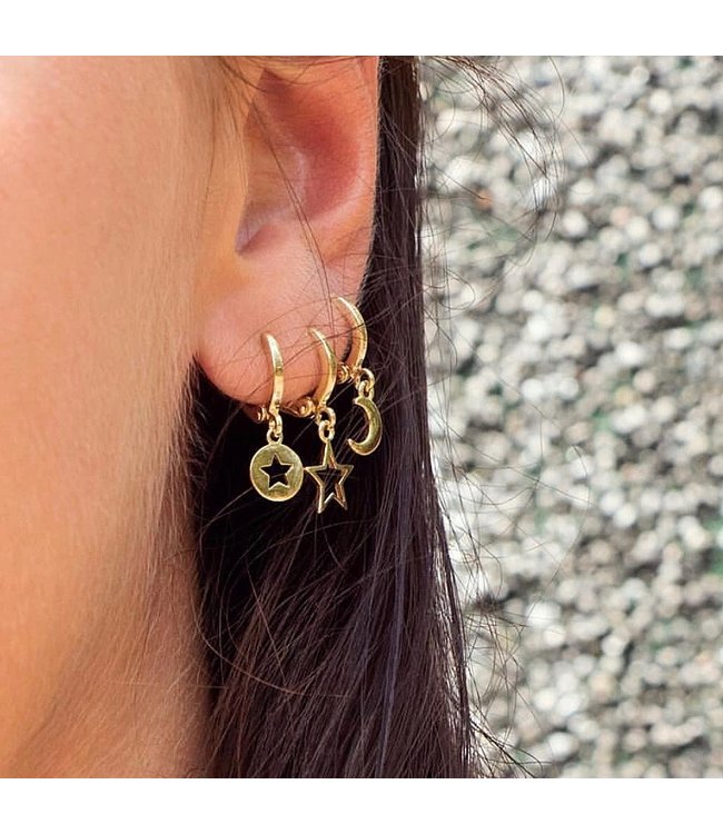 Gold Open Star Earrings