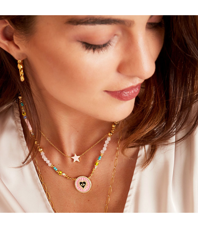 Heart Eye Beads Necklace