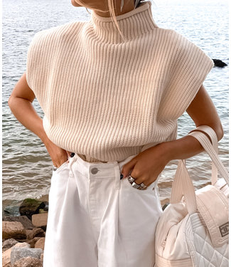 Knit Turtleneck Top / Beige