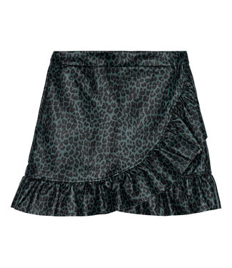 Leather Ruffle Panther Skirt / Green