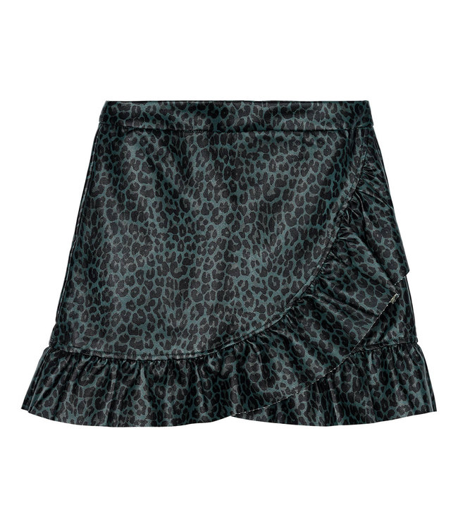 Leather Ruffle Panther Skirt / Green