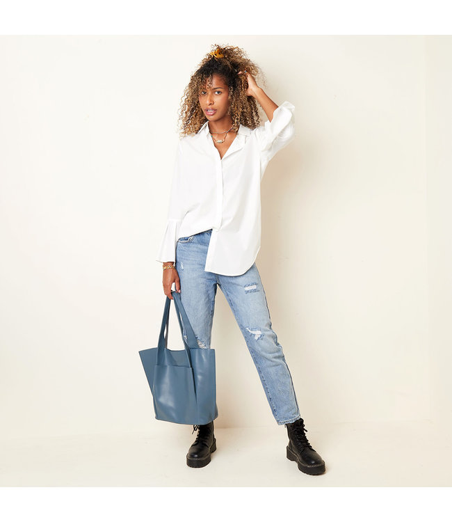 Leather Look Bag / Steel Blue