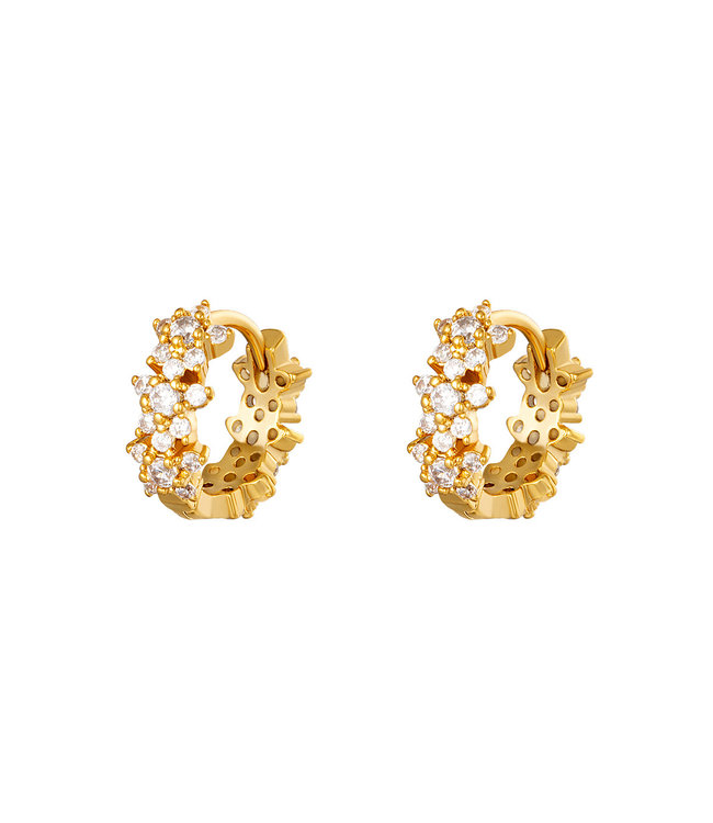 Gold Monarch Hoop Earrings / White