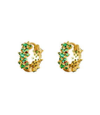 Gold Monarch Hoop Earrings / Green