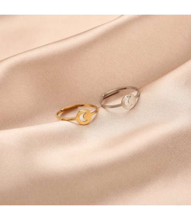 Open Moon Coin Ring