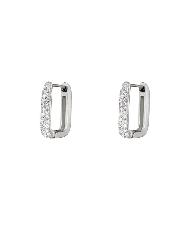 Silver Rectangle Shimmer Earrings / Small