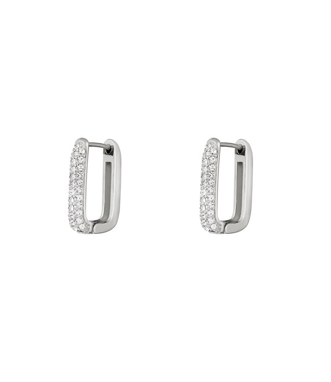 Silver Rectangle Shimmer Earrings