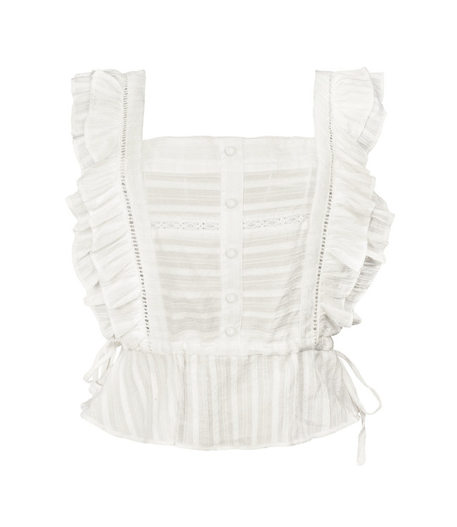 Saffier Ruffle Top / White