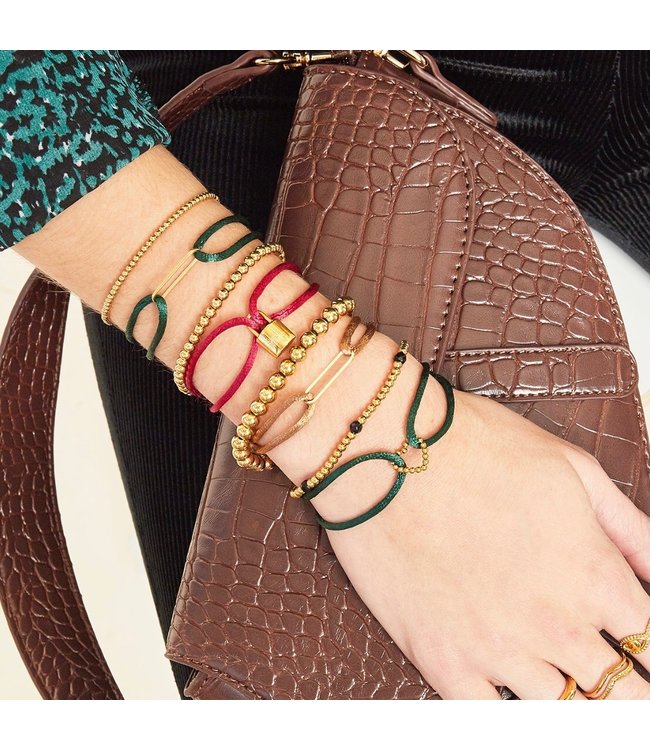 Satin Clip Bracelet / Dark Green