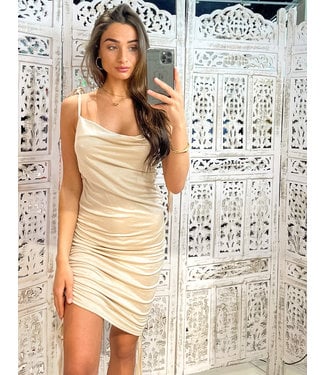 Satin Tie Up Dress / Beige